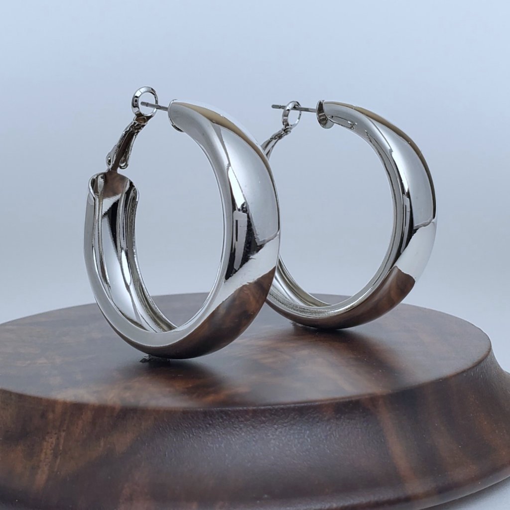 Solid Sterling Silver Womens Large Chunky Hoop Earrings 1.5" Hoops New Jewelry